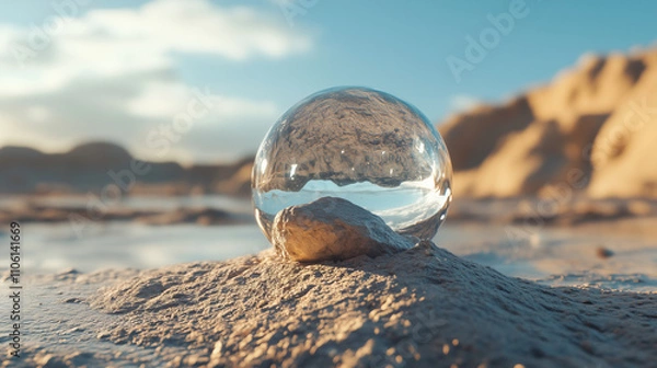 Obraz Glass Sphere Reflecting the Beach