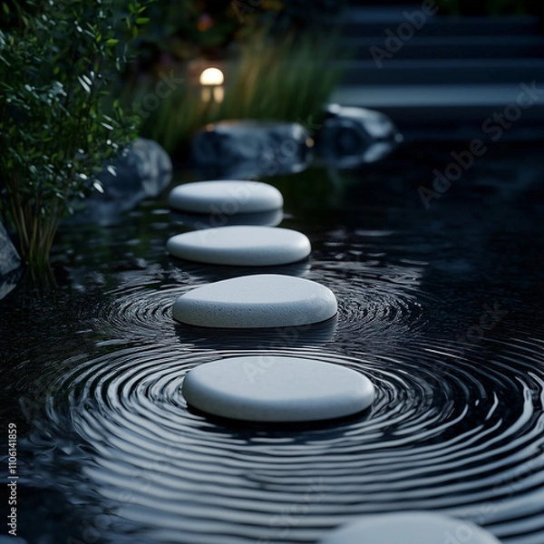 Obraz Evening Stepping Stones with Lights