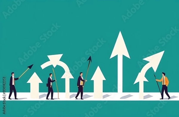 Obraz Change direction or career path for best opportunity, turn or transform to different direction, choice or alternative way to progress concept, businessman draw new arrow metaphor of change direction.