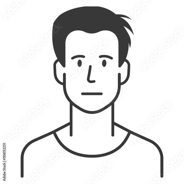 Fototapeta Line Drawing Of A Man With Short Hair And A Neutral Expression