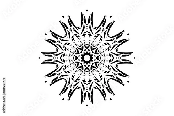 Obraz Intricate Mandala Pattern Featuring Central Star and Decorative Motifs
