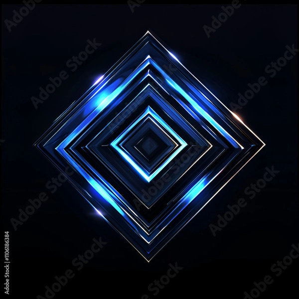 Obraz Glowing Blue Diamond:Tech Art