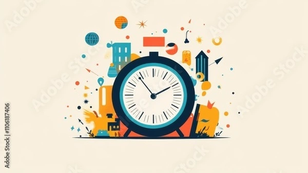 Fototapeta Countdown clock in flat design, colorful and modern New Year representation. Christmas, New Year's Eve