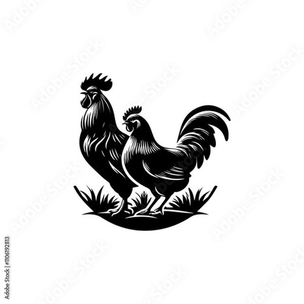 Obraz hen vector icon white background.