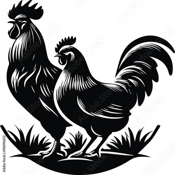 Obraz hen vector icon white background.