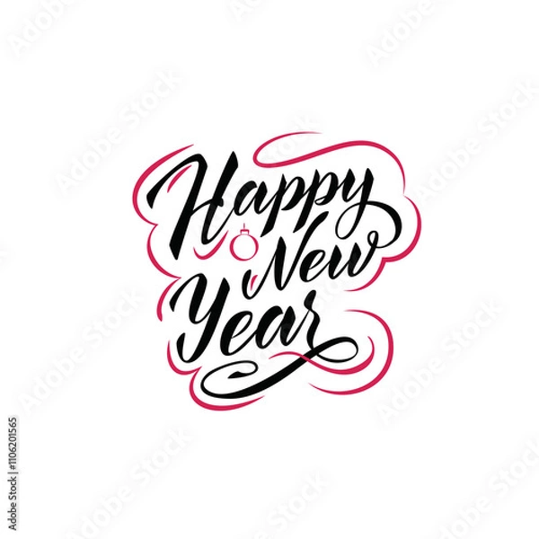 Obraz Merry Christmas vector illustration, calligraphy text on white background. Holiday greeting card design.