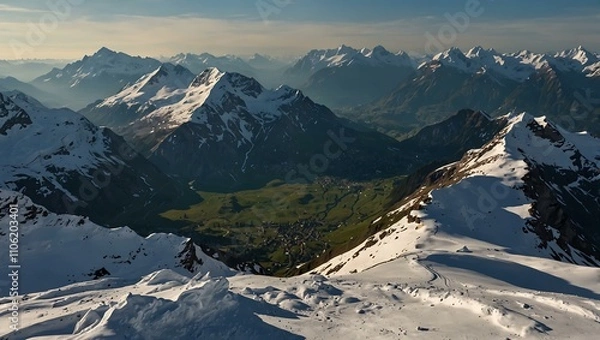Obraz Grindelwald Alps from the First peak in Switzerland.
