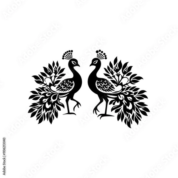 Obraz peacock silhouette vector icon white background.
