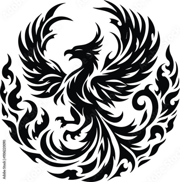 Obraz phoenix bird vector icon white background.