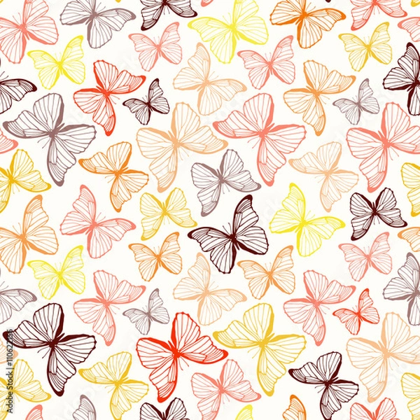 Fototapeta Seamless pattern with butterflies