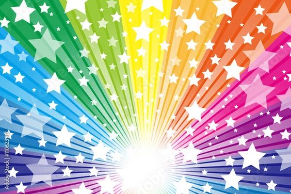 Fototapeta #Background #wallpaper #Vector #Illustration #design #free #free_size #charge_free 背景素材壁紙光, 輝き, 星, スター, スターダスト, 星屑, キラキラ, 模様, 虹, 虹色, レインボー, カラフル, 背景素材, 背景, 素材, 壁紙, バックグラウンド, 放射, 放射線, 放射状, 集中線, 