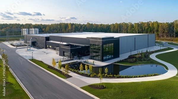 Obraz Modern Industrial Building Complex Aerial View