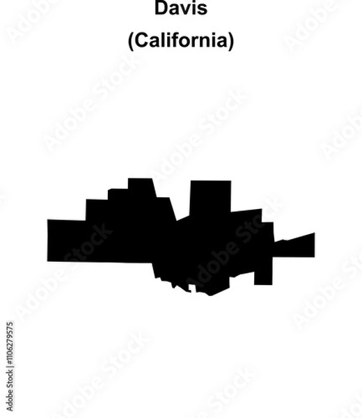 Fototapeta Davis (California) blank outline map