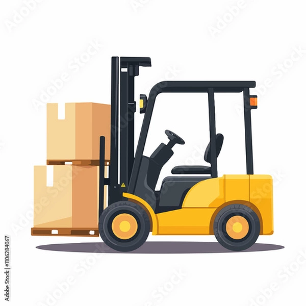 Fototapeta Forklift Loading Box Vector Illustration Isolated