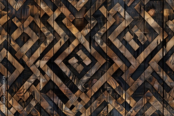 Fototapeta Geometric Finno-Ugric Ornament – Sharp Lines and Symmetry Inspired by Nordic Runes and Wood Notches