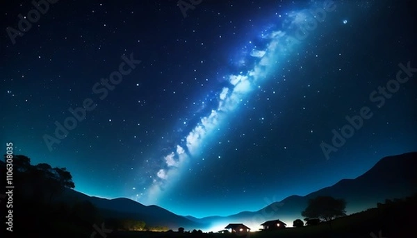 Fototapeta The mysterious charm of the vast starry sky, the beauty of the intersection of constellations and the universe.