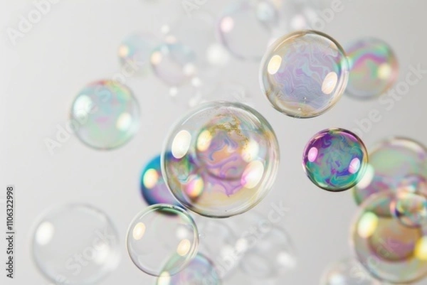 Fototapeta A group of colorful bubbles suspended in mid-air