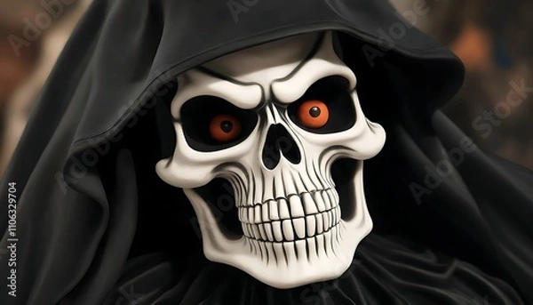 Fototapeta Halloween decor style with eerie skull art