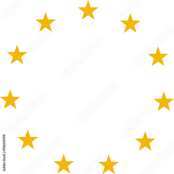 Fototapeta Stars of various sizes arranged in a circle. Black star shape, round frame, border vector image