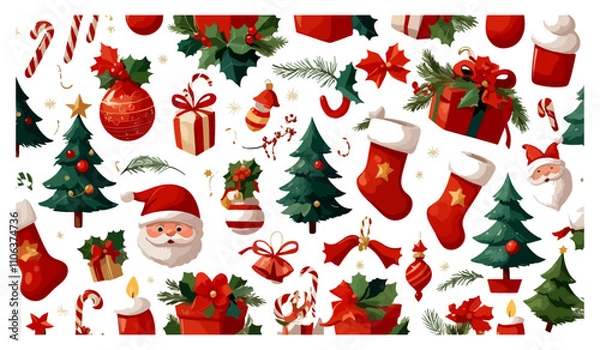 Fototapeta Christmas Elements Pattern Decoration Vector