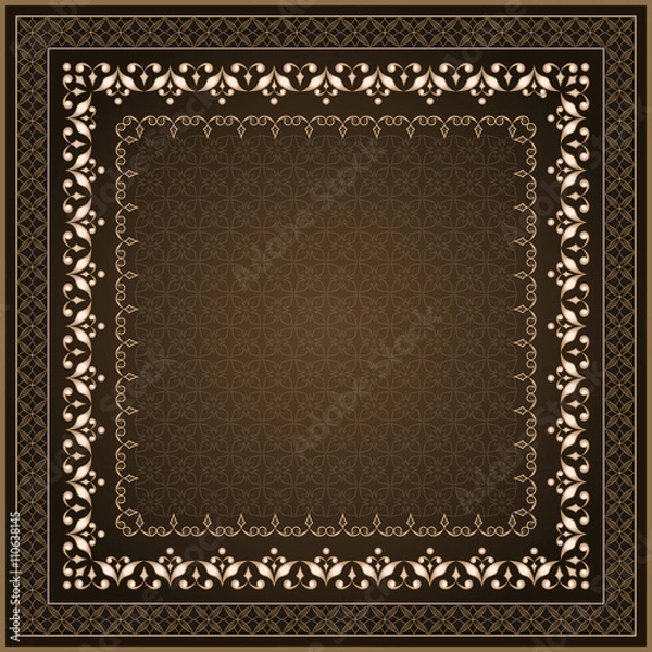 Fototapeta Decorative  frame golden on brown.
