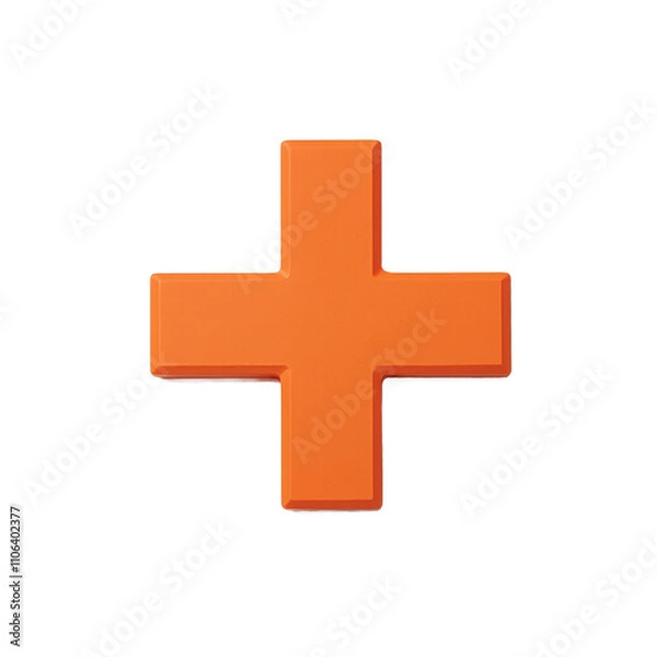 Fototapeta Vibrant orange cross on white backdrop sleek and modern