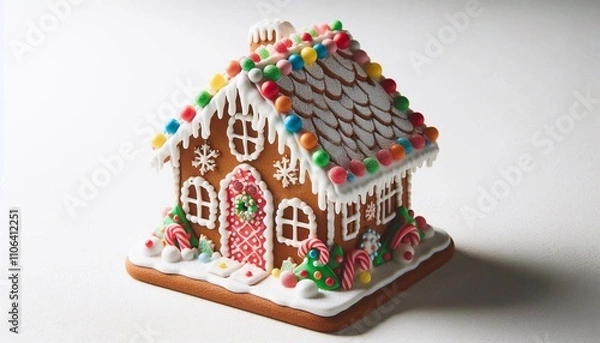 Fototapeta Gingerbread House Christmas Cookie Isolated on White Background