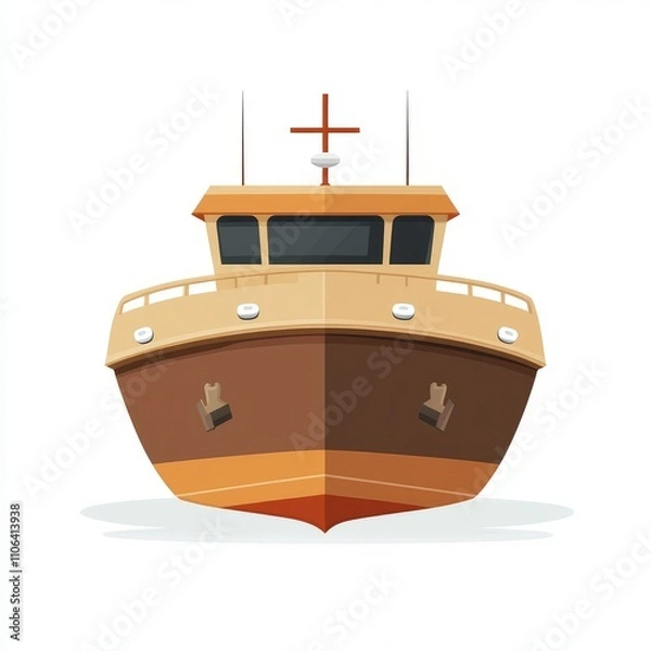 Fototapeta Elegant Cartoon Style Ship Illustration