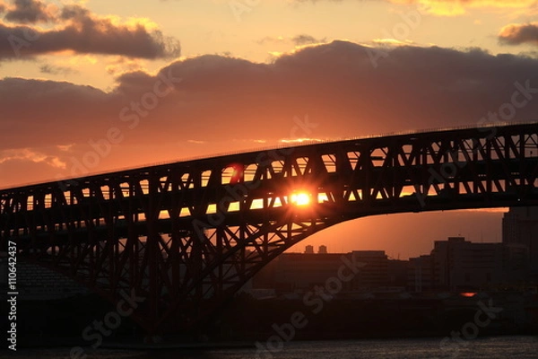 Fototapeta 大阪ベイエリアの夕暮れ