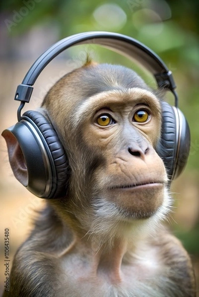 Fototapeta Monkey Head Headphones: Unique Design for Music Lovers