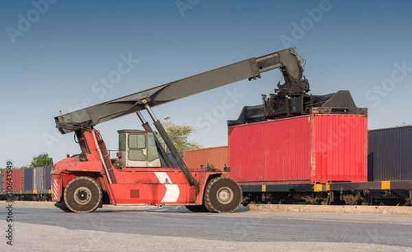 Fototapeta forklift handling container loading box