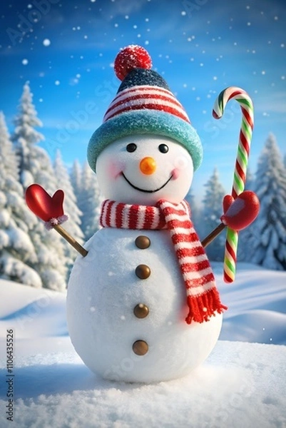 Fototapeta snowman on the snow