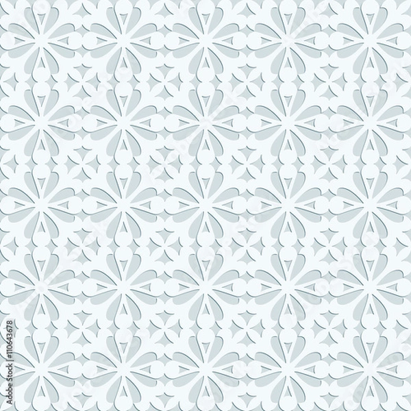 Fototapeta Light-gray seamless geometric pattern. Tiled background with Oriental motif 3D. Endless texture can be used for wallpaper, pattern fills, background of web page, surface textures