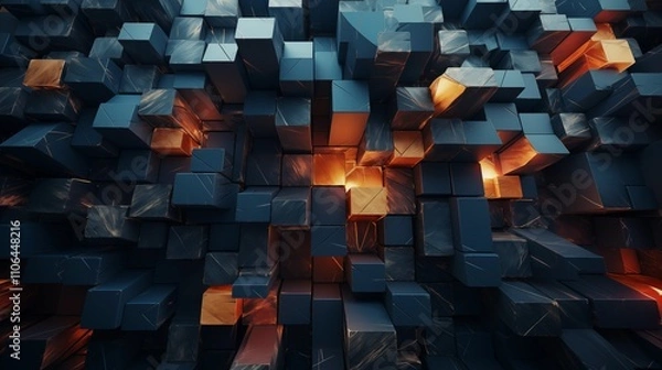 Obraz Geometric abstract 3D background featuring layered, interlocking shapes with intricate textures and gradients, offering a modern and immersive visual experience. 