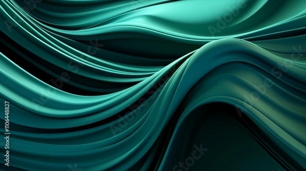 Fototapeta Illustration of intertwining green lines in an abstract organic pattern, forming a calming and harmonious background for a modern wallpaper.