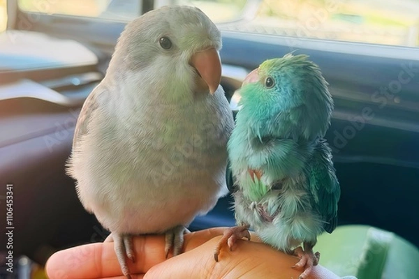 Fototapeta pair of different parrots love no matter who you are 