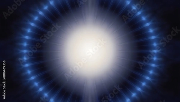 Obraz Abstract Blue Light Rays Converging on Bright Center