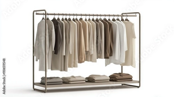 Obraz Modern Clothing Rack with Neutral Tones Display