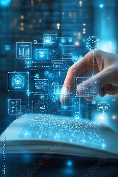 Fototapeta E-learning Online Education Skills Development Training Artificial Intelligence Digital Learning Virtual Interface