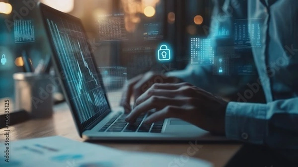 Fototapeta Cyber Security and Data Protection