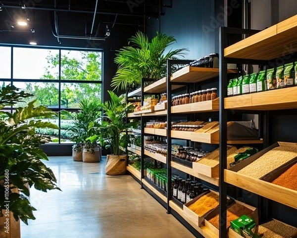 Obraz Modern Grocery Store with Grains and Plants