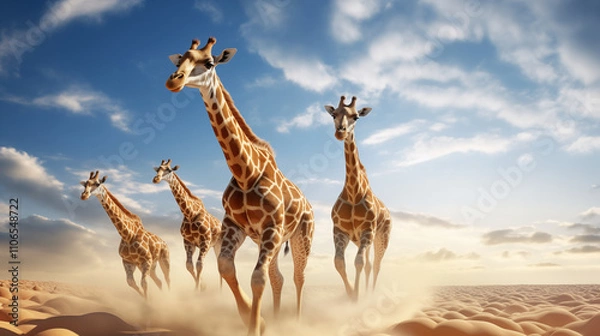 Obraz Giraffes Running Through The Savannah