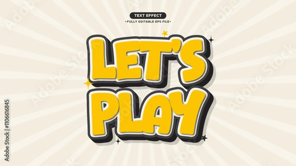 Fototapeta Let's Play 3D Vector Cartoon and Funny Text Effect