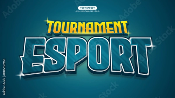 Fototapeta Esport Tournament 3D Vector Logotype and Vector Text Effect