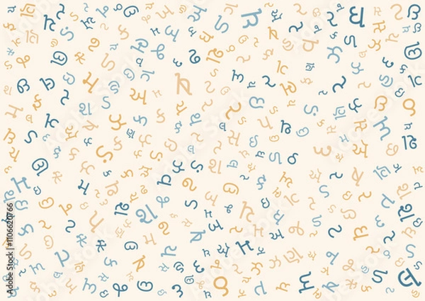 Obraz colorful gujarati alphabet seamless pattern background vector design