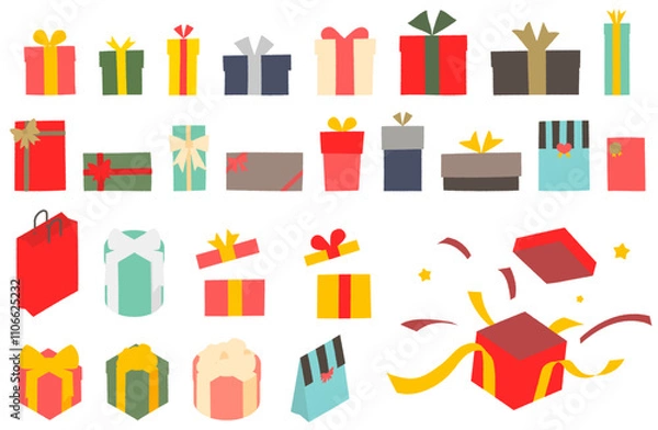 Obraz 手描きプレゼントボックスベクターイラストセット シンプルかわいい