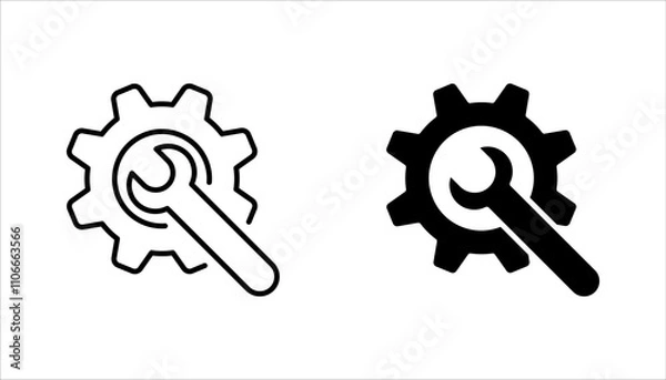 Fototapeta maintenance icon set, outline icons related to repair, vector illustration on white background