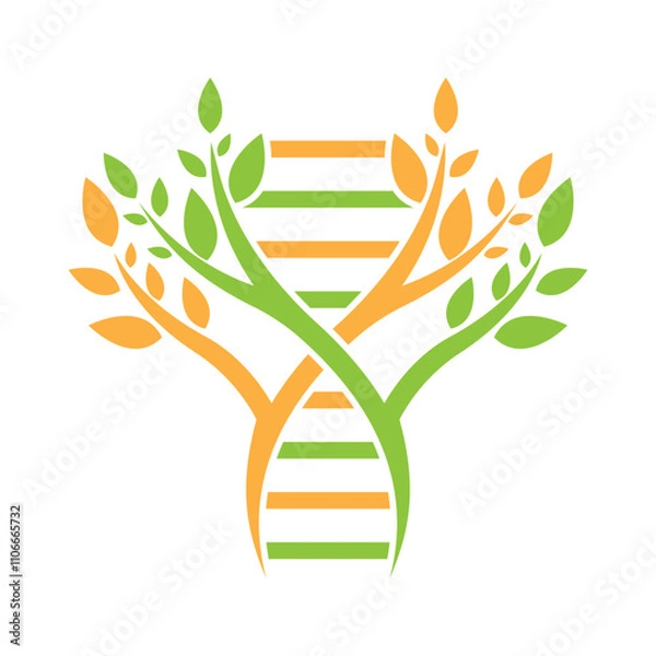 Fototapeta DNA Helix And Leaf Logo Design