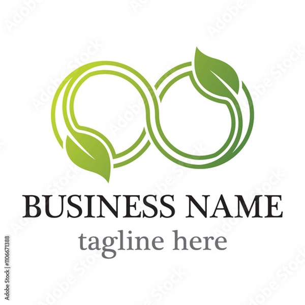 Fototapeta Infinity With Leaf Logo