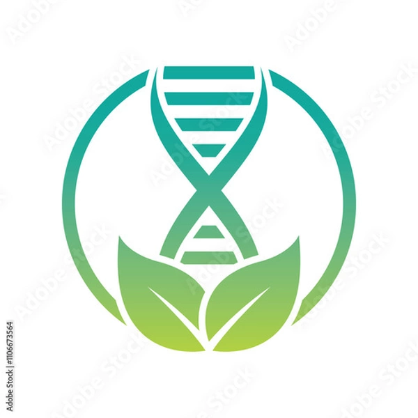 Fototapeta DNA Helix And Leaf Logo Design